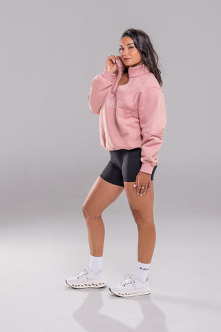 Quarter Zip Sweater - Soft Pink