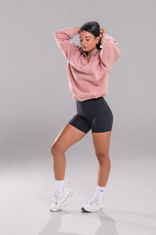 Quarter Zip Sweater - Soft Pink