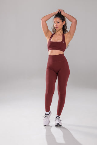 Clean Cut Halter Bra - Burnt Fig