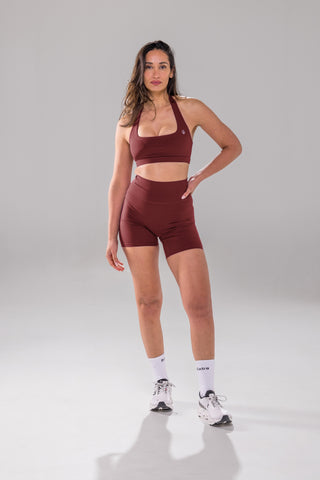 Clean Cut Halter Bra - Burnt Fig