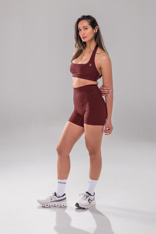 Clean Cut Halter Bra - Burnt Fig