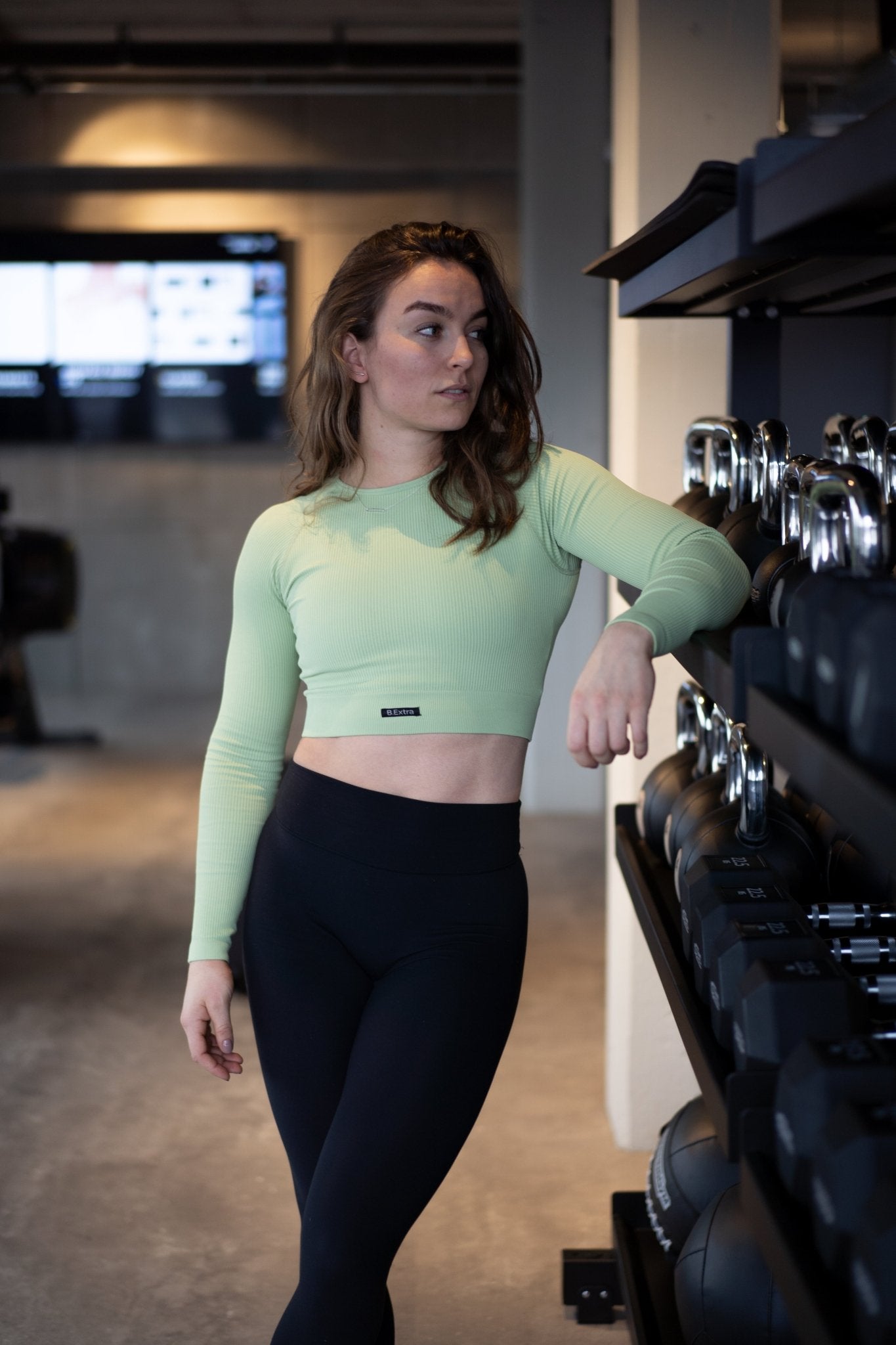 Cropped Long Sleeve Top - Light Green